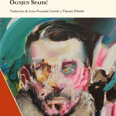 Capa de livro com pintura abstrata de rosto humano e texto Hijo de Hansen