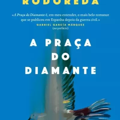 Capa azul de livro com pomba voando e texto em branco e amarelo