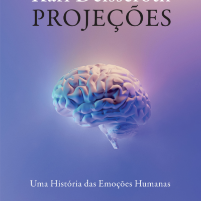 Capa de livro com título PROJEÇÕES e imagem de cérebro azul-roxo