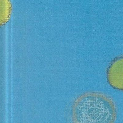 Capa de livro azul com bolhas coloridas e texto em rótulos brancos