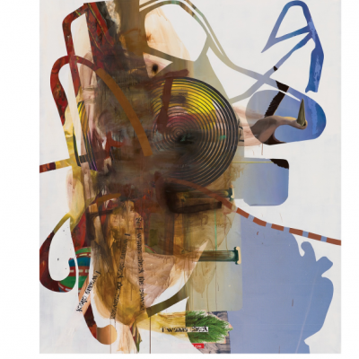 Cartaz da exposição artística ELECTRA com cores abstratas e texto na parte inferior.