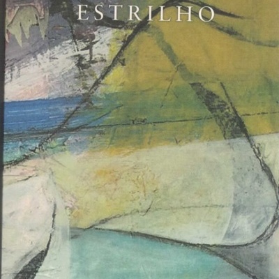 Capa de livro abstrata com texto ESTRILHO, LUHUNA CARVALHO, LÍNGUA MORTA