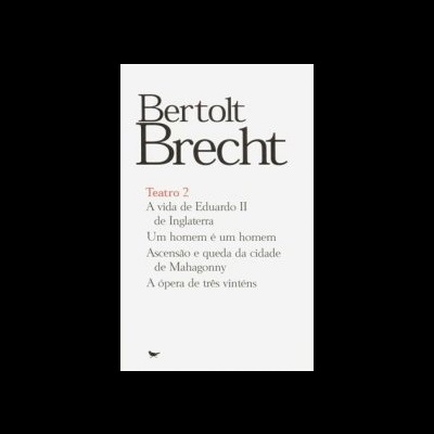 Capa do livro 'Teatro 2' de Bertolt Brecht com títulos das peças