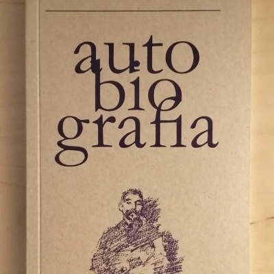 Capa de livro castanho claro com título e ilustração a preto