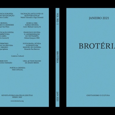 Livro azul claro com título BROTÉRIA e texto em preto na capa e contracapa.