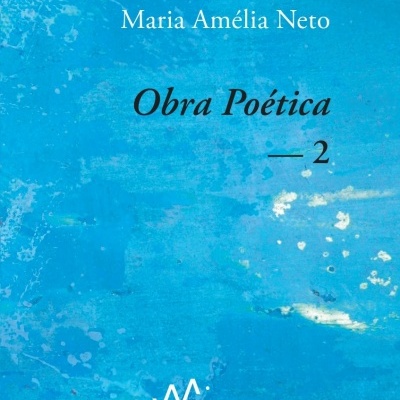 Capa azul texturizada do livro Obra Poética 2 de Maria Amélia Neto
