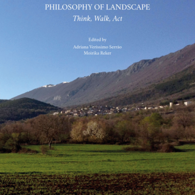 Capa de livro com título PHILOSOPHY OF LANDSCAPE e paisagem natural