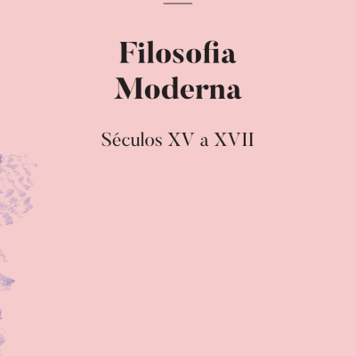 Capa de livro cor-de-rosa com título Filosofia Moderna