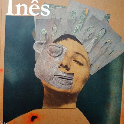 Capa de livro com título e ilustração artística de rosto e máscara