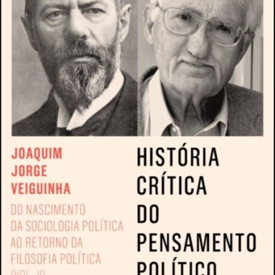 Capa de livro com fotos de dois homens e título sobre pensamento político