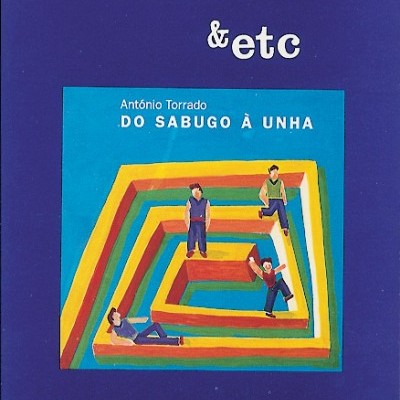 Capa de livro azul com texto e ilustrações coloridas em camadas