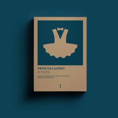 Caixa castanha com ilustração de tutu e texto em português.