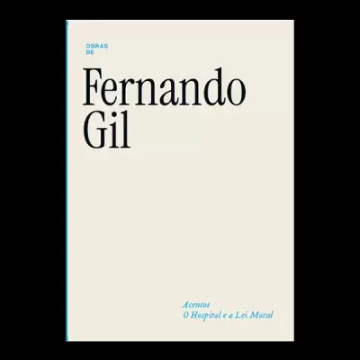 Capa de livro branca com texto azul e preto com o título Fernando Gil.