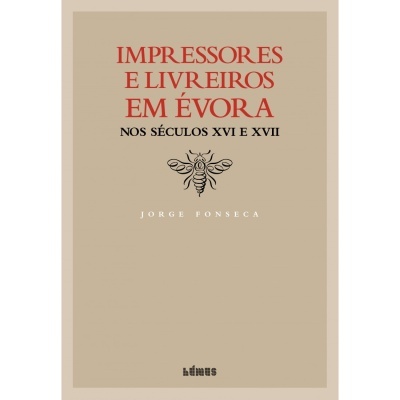 Livro com capa bege, texto vermelho e preto e ilustração de abelha