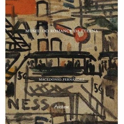 Capa de livro com ilustração abstrata e texto MUSEU DO ROMANCE DA ETERNA