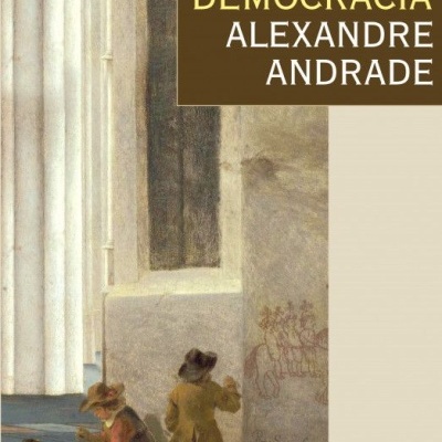 Capa do livro Democracia com ilustração de crianças junto a parede
