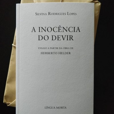 Livro branco com texto preto sobre pacote embrulhado em papel castanho