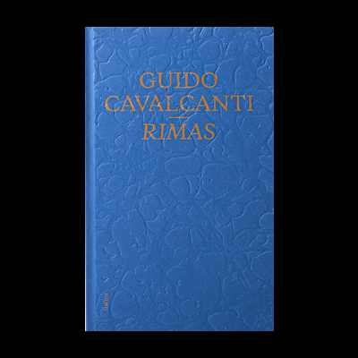 Livro azul com relevo e texto dourado GUIDO CAVALCANTI RIMAS