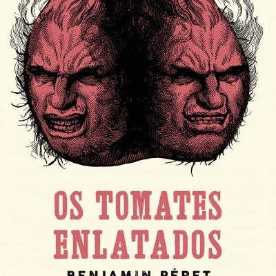 Capa de livro com ilustração de tomate com faces humanas e texto do título e autor