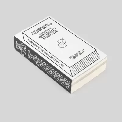 Caixa branca retangular com texto e símbolos em preto sobre fundo cinzento.