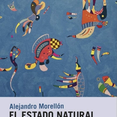 Capa de livro azul com desenhos abstratos coloridos e texto em espanhol