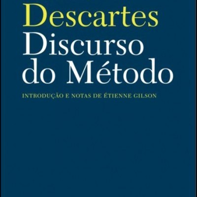 Capa azul escura do livro Discurso do Método de René Descartes