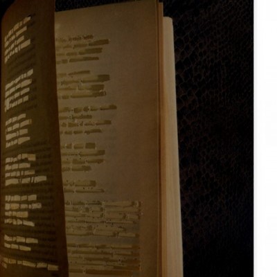 Livro aberto com capa preta e título 'António Barahona OCARINA'