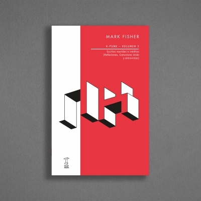 Capa de livro vermelho e branco com texto e design geométrico preto