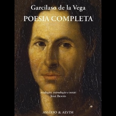 Capa de livro com retrato clássico e texto Garcilaso de la Vega POESIA COMPLETA