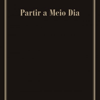 Capa de livro preta com texto dourado e moldura fina