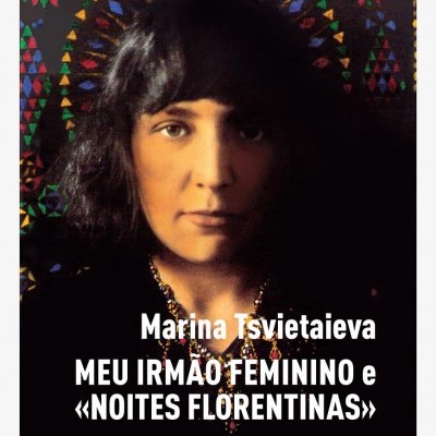 Capa de livro com fotografia de mulher e padrões coloridos, texto do título e autora