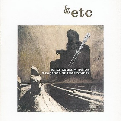 Capa de livro com ilustração de estátua escura e texto Jorge Gomes Miranda O Caçador de Tempestades