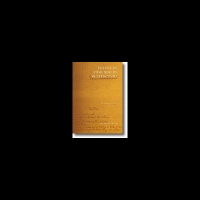 Capa de livro castanha com título 'POEMAS DE EDMUNDO DE BELINCOURT' e anotações manuscritas
