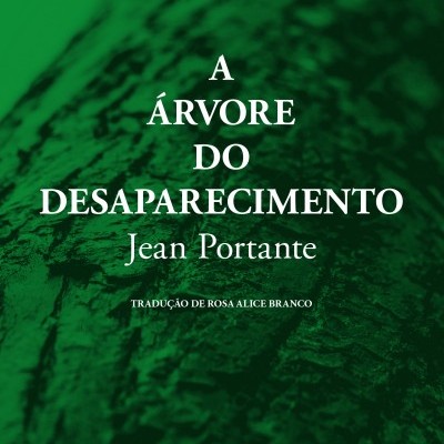 Capa de livro verde com textura de casca de árvore e texto branco