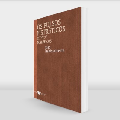 Livro castanho com título branco sobre fundo branco