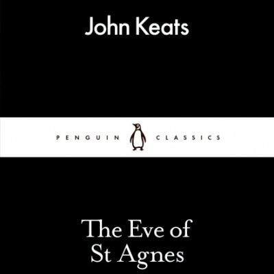 Capa de livro 'The Eve of St Agnes' por John Keats com design preto e branco.