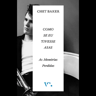 Capa de livro de memórias com foto a preto e branco de jovem com trompete