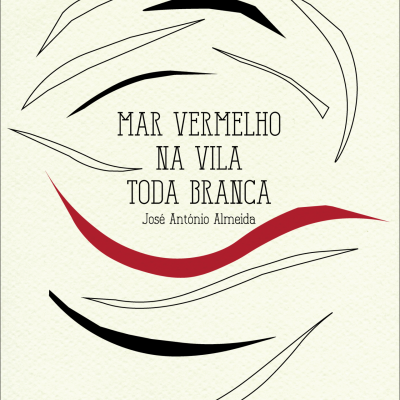 Capa de livro com título e autor em fundo branco com linhas pretas e vermelhas
