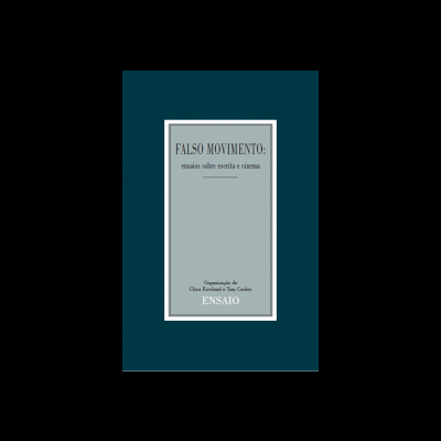 Capa de livro FALSO MOVIMENTO com fundo azul e texto em cinza