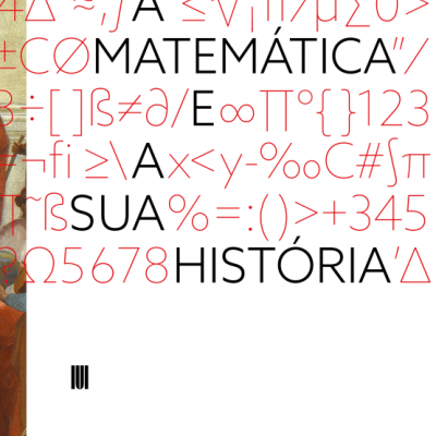 Capa de livro 'A Matemática e a Sua História' com símbolos matemáticos e parte de pintura clássica.