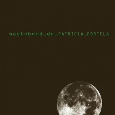 Capa de livro preta com lua cinza e texto verde.