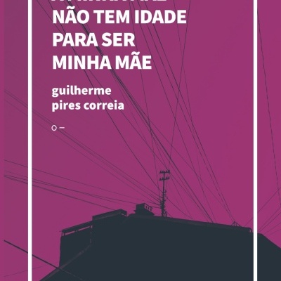 Capa de livro roxa com texto branco e silhueta de edifício e fios elétricos