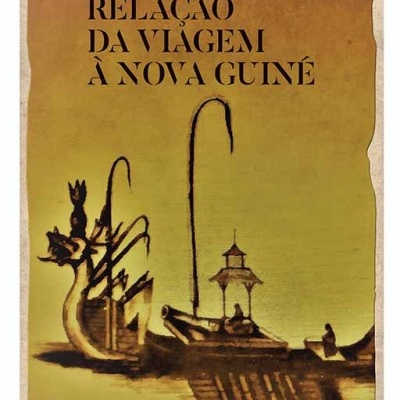 Capa de livro amarela com imagem de barco antigo e texto em preto