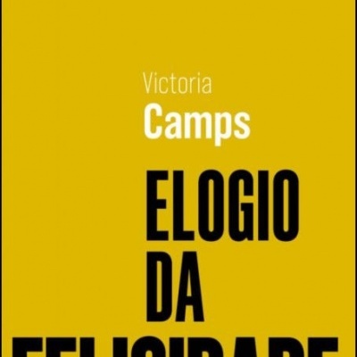 Capa de livro amarelo com o título ELOGIO DA FELICIDADE