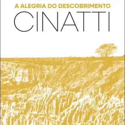 Capa de livro com texto e imagem de paisagem rochosa em amarelo