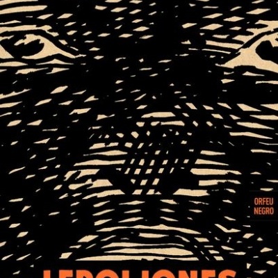 Capa de livro MÚSICA NEGRA com desenhos abstratos e texto laranja