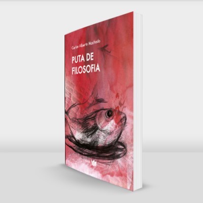 Livro com capa rosa/vermelha com ilustração artística e título 'PUA DE FILOSOFIA'