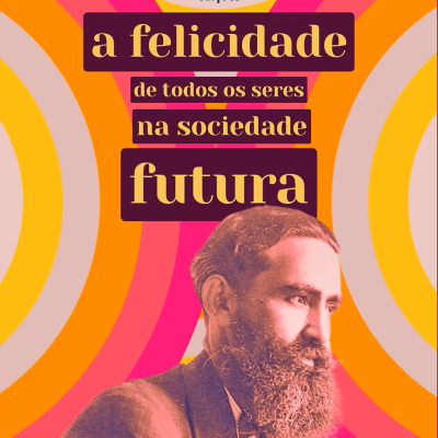 Capa de livro colorida com texto e fotografia de homem com barba