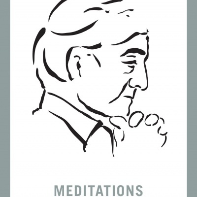 Capa de livro com retrato estilizado e o título MEDITATIONS de J. Krishnamurti