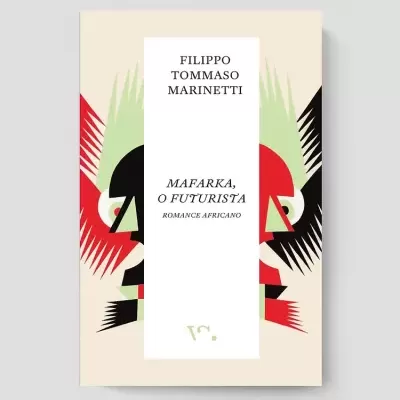 Capa de livro com arte geométrica abstrata e texto 'MAFARKA, O FUTURISTA'